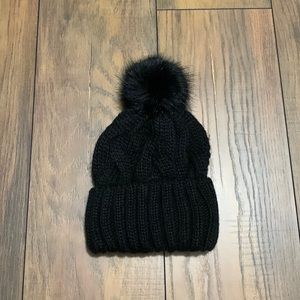 (2/$15) H&M Black Knot Hat with pompom